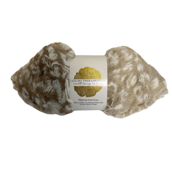 Relaxing Heatable Neck Cozy- Lux Ocelot Biscotti Fur