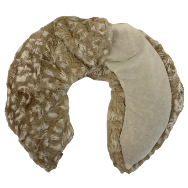 Relaxing Heatable Neck Cozy- Lux Ocelot Biscotti Fur