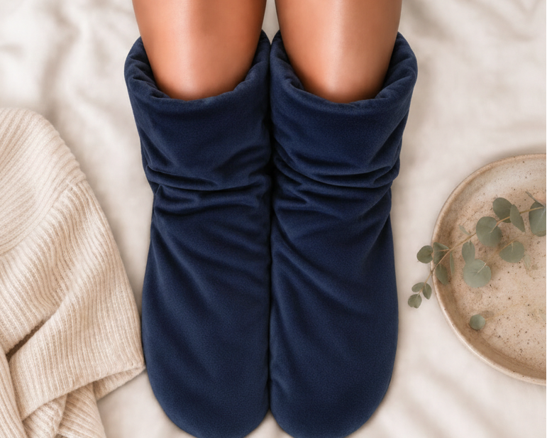 Heatable Luxury Spa Booties - Lux Como Navy